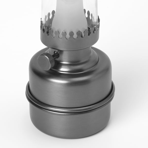 STRÅLA LED decorative table lamp, glass battery-operated/dark grey, 19 cm