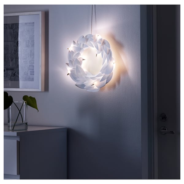 STRÅLA LED wreath, battery-operated/doves white