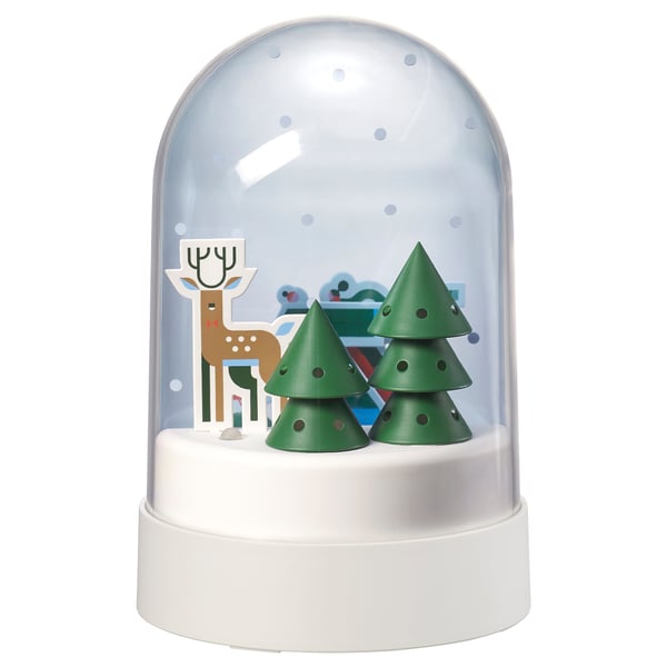 STRÅLA Table lamp, snowy night/battery-operated dome