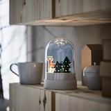 STRÅLA Table lamp, snowy night/battery-operated dome