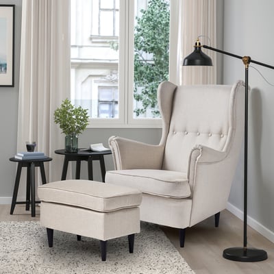 STRANDMON Wing chair, Kilanda light beige