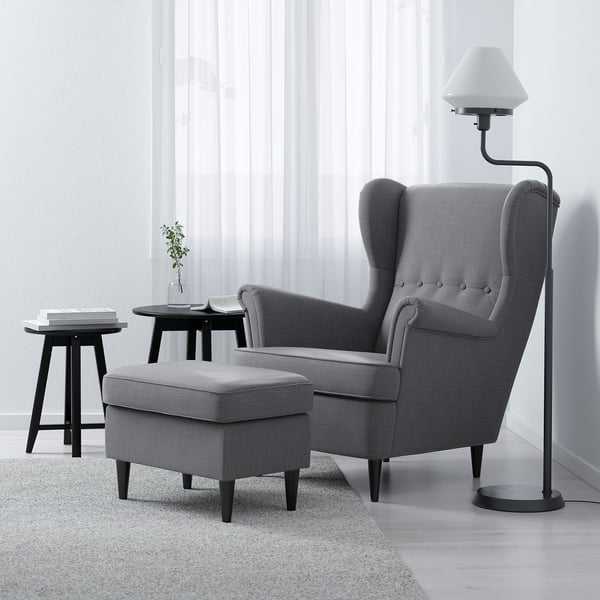 strandmon wing chair nordvalla dark grey ikea
