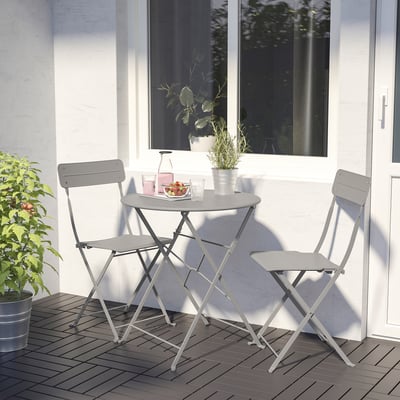 SUNDSÖ Table+2 chairs, outdoor, grey/grey