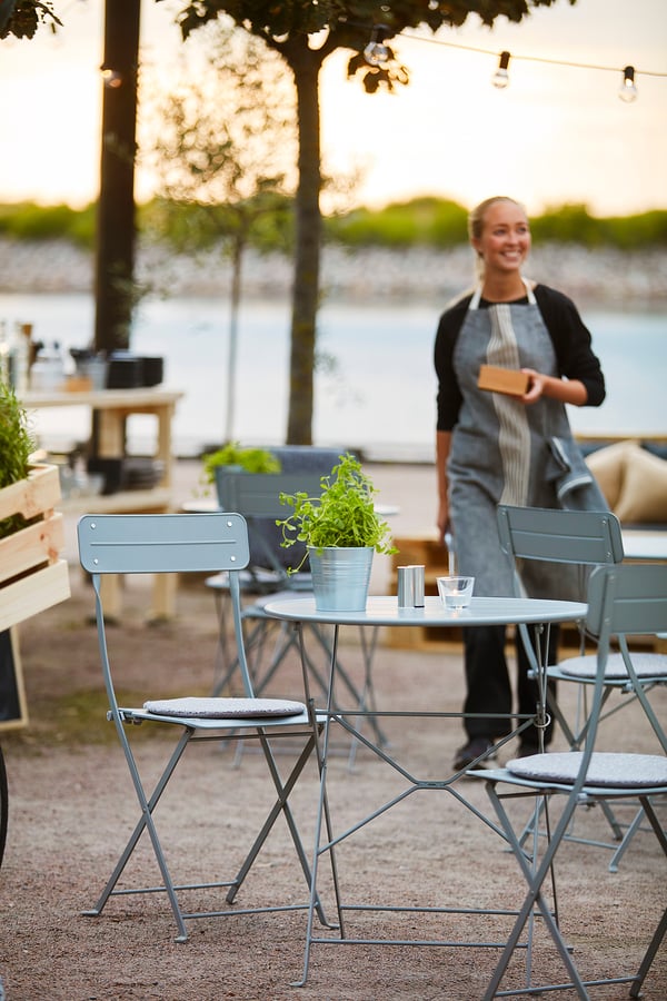 SUNDSÖ Table+2 chairs, outdoor, grey/grey