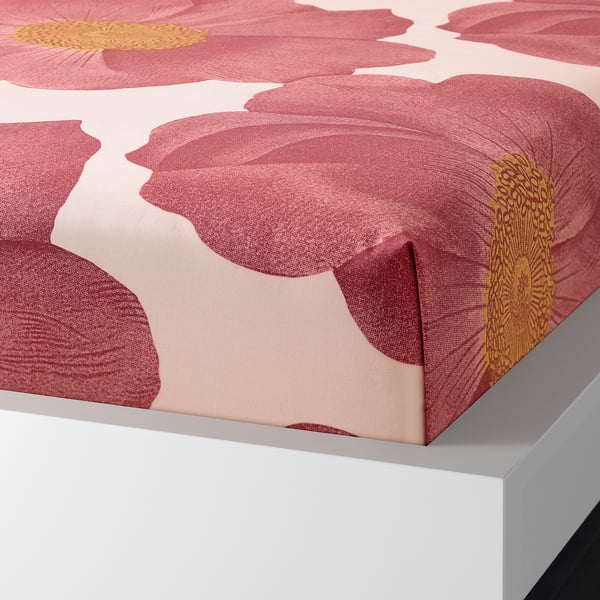 SVARTKLINT Flat sheet and 2 pillowcase, light pink/dark pink, 240x260/50x80 cm