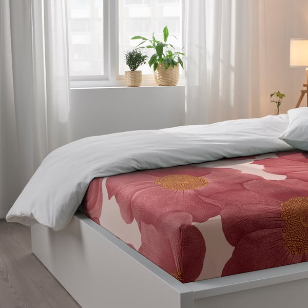 SVARTKLINT Flat sheet and 2 pillowcase, light pink/dark pink, 240x260/50x80 cm
