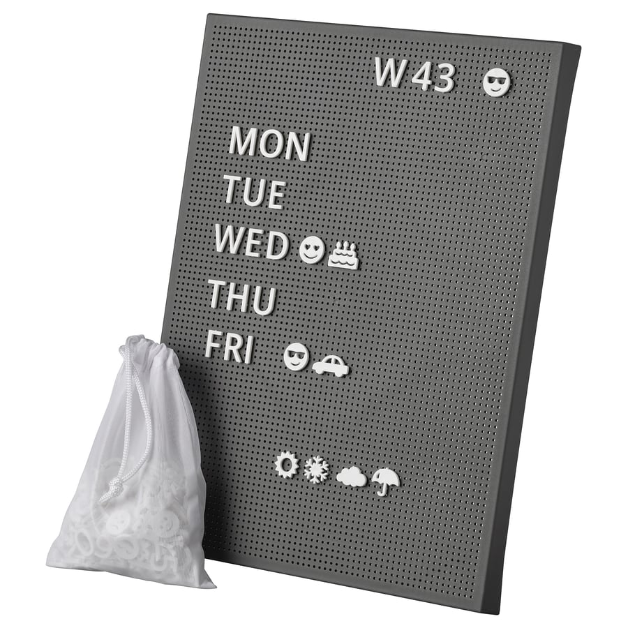 SVENSÅS pegboard with letters, dark grey, 30x40 cm (11 ¾x15 ¾") IKEA