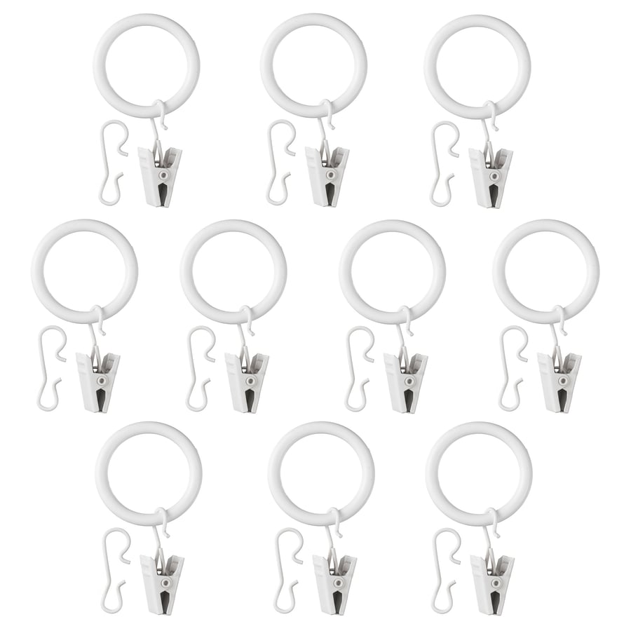 SYRLIG curtain ring with clip and hook, white, 25 mm (1") IKEA
