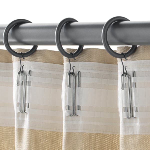 SYRLIG Curtain ring with clip and hook, white, 38 mm