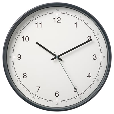 TAGGAD Wall clock, white/grey, 38 cm