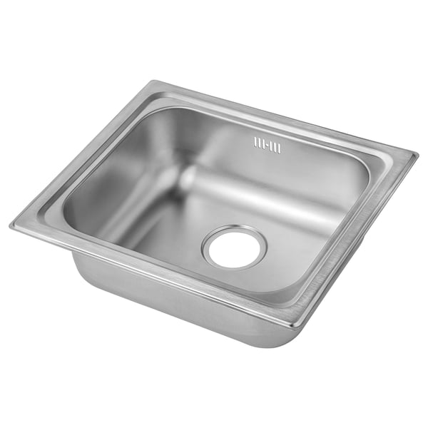 Stainless steel sink, sleek design, rectangular shape, modern kitchen accessory.