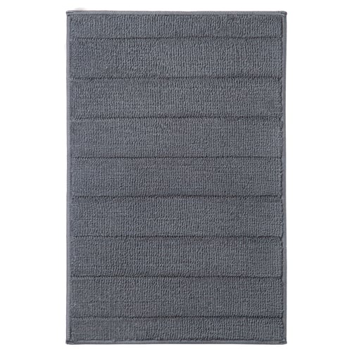 Grey TIDNINGSBUD bath mat, recycled polyester, textured, latex backing.