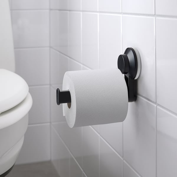 TISKEN Toilet roll holder with suction cup, black