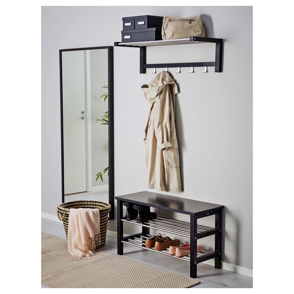 TJUSIG bench with shoe storage, black, 81x34x50 cm (317/8x133/8x195/8