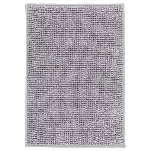 TOFTBO grey bath mat, rectangular, plush texture, recycled polyester.