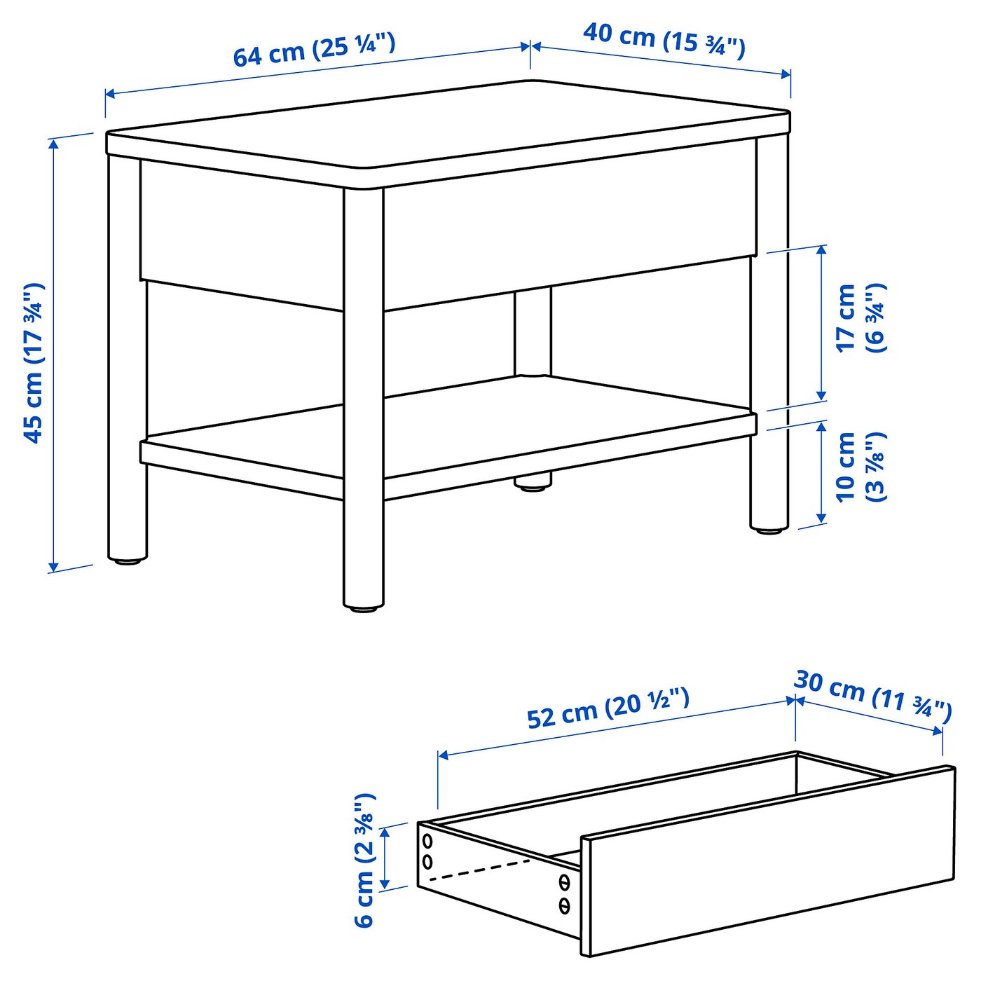 TONSTAD side table, off-white, 64x40 cm (251/4x153/4