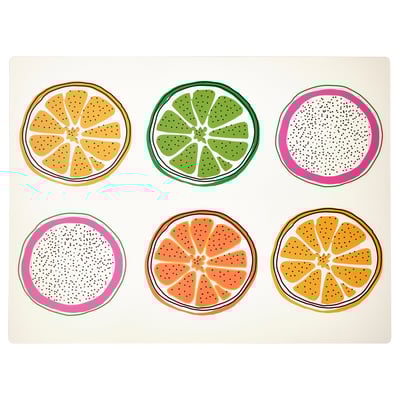 TORVFLY Place mat, patterned/multicolour, 40x30 cm