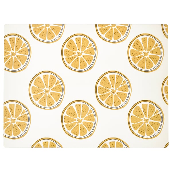 TORVFLY Place mat, patterned/yellow, 40x30 cm