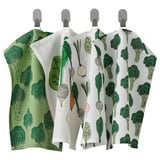 TORVFLY Tea towel, patterned/green, 30x40 cm