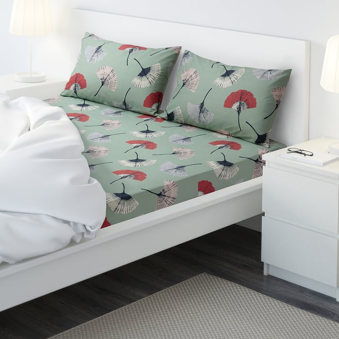 TOVSIPPA flat sheet and 2 pillowcase, turquoise, 240x260/50x80 cm