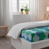 TRÅDFRÄKEN Flat sheet and pillowcase, blue/green, 150x260/50x80 cm