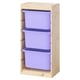 TROFAST Storage combination with boxes, light white stained pine/lilac, 44x30x91 cm