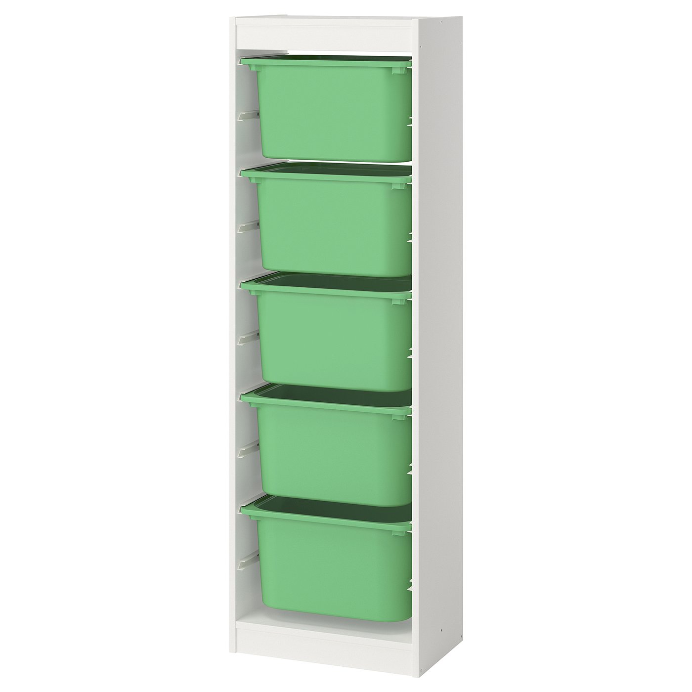 TROFAST Storage combination with boxes, white/bright green, 46x30x146 cm (18 1/8x11 3/4x57 1/2 ")
