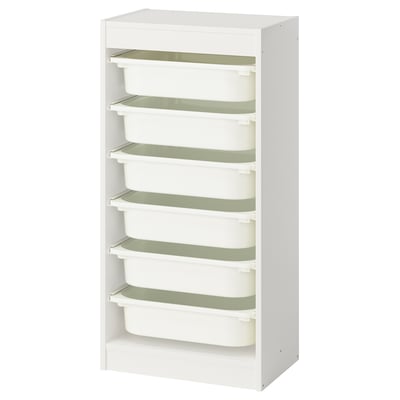 TROFAST Storage combination with boxes, white/white, 46x30x95 cm