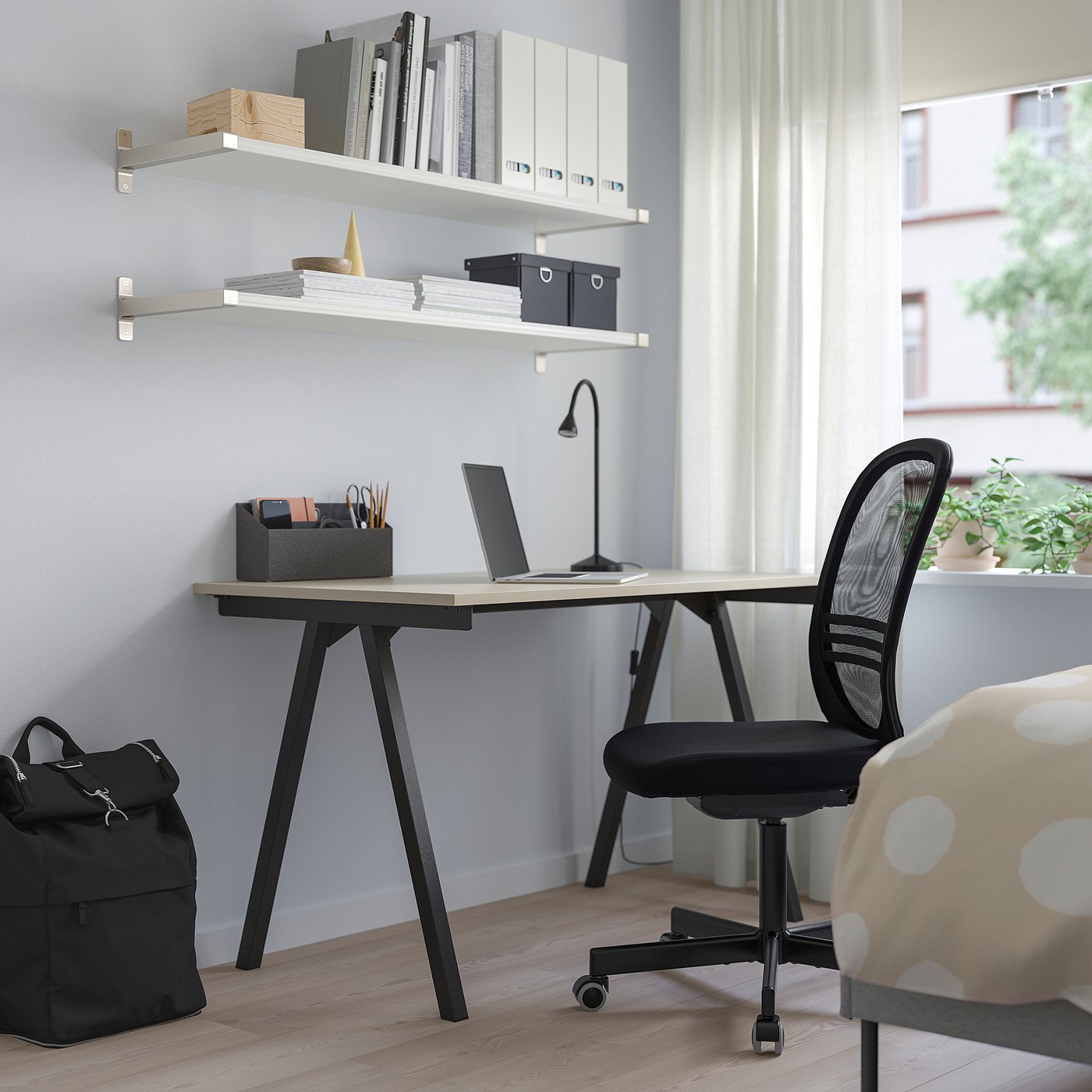 TROTTEN desk, beige/anthracite, 120x70 cm (471/4x271/2