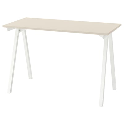 TROTTEN Desk, beige/white, 120x60 cm