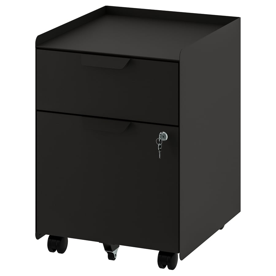 TROTTEN drawer unit w 2 drawers on castors, anthracite IKEA