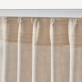 TRYSTÄVMAL Curtains, 1 pair, beige/white/floral pattern with heading tape, 145x250 cm