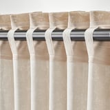 TRYSTÄVMAL Curtains, 1 pair, beige/white/floral pattern with heading tape, 145x250 cm