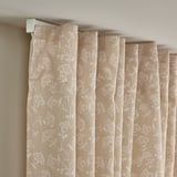 TRYSTÄVMAL Curtains, 1 pair, beige/white/floral pattern with heading tape, 145x250 cm