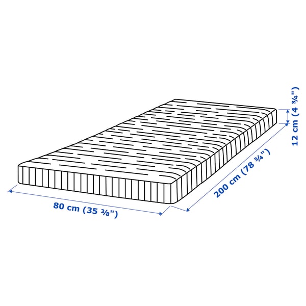 TUNBYN Foam mattress, extra firm/light blue, 80x200 cm