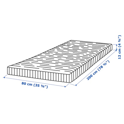 TUNBYN Foam mattress, extra firm/light blue, 80x200 cm