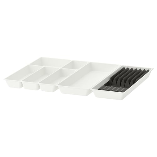 UPPDATERA cutlery+utsl trays/tray w knife rck, white/anthracite, 72x50