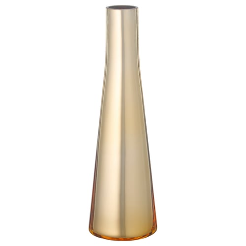The UPPGJORD vase a smooth, gold-colored glass with a sleek, tapered shape, showcasing artisanal craftsmanship.