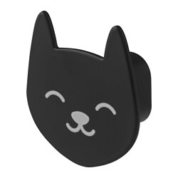 Black cat-shaped wall hook, simple and playful design.