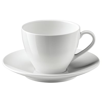 VÄRDERA Coffee cup and saucer, white, 20 cl