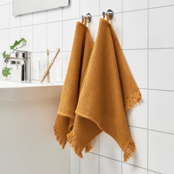 VALLASÅN hand towel, dark yellow, 40x70 cm (16x28") IKEA