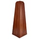 VARBY wooden corner shelf: brown, triangular, half-moon top, 5 pins, wooden texture.