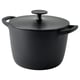 VARDAGEN Pot with lid, enamelled cast iron matt/black, 5 l