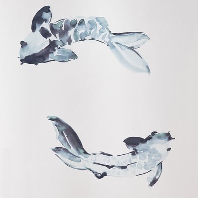 VATTENSJÖN shower curtain, white blue/fish, 180x200 cm (71x79") - IKEA