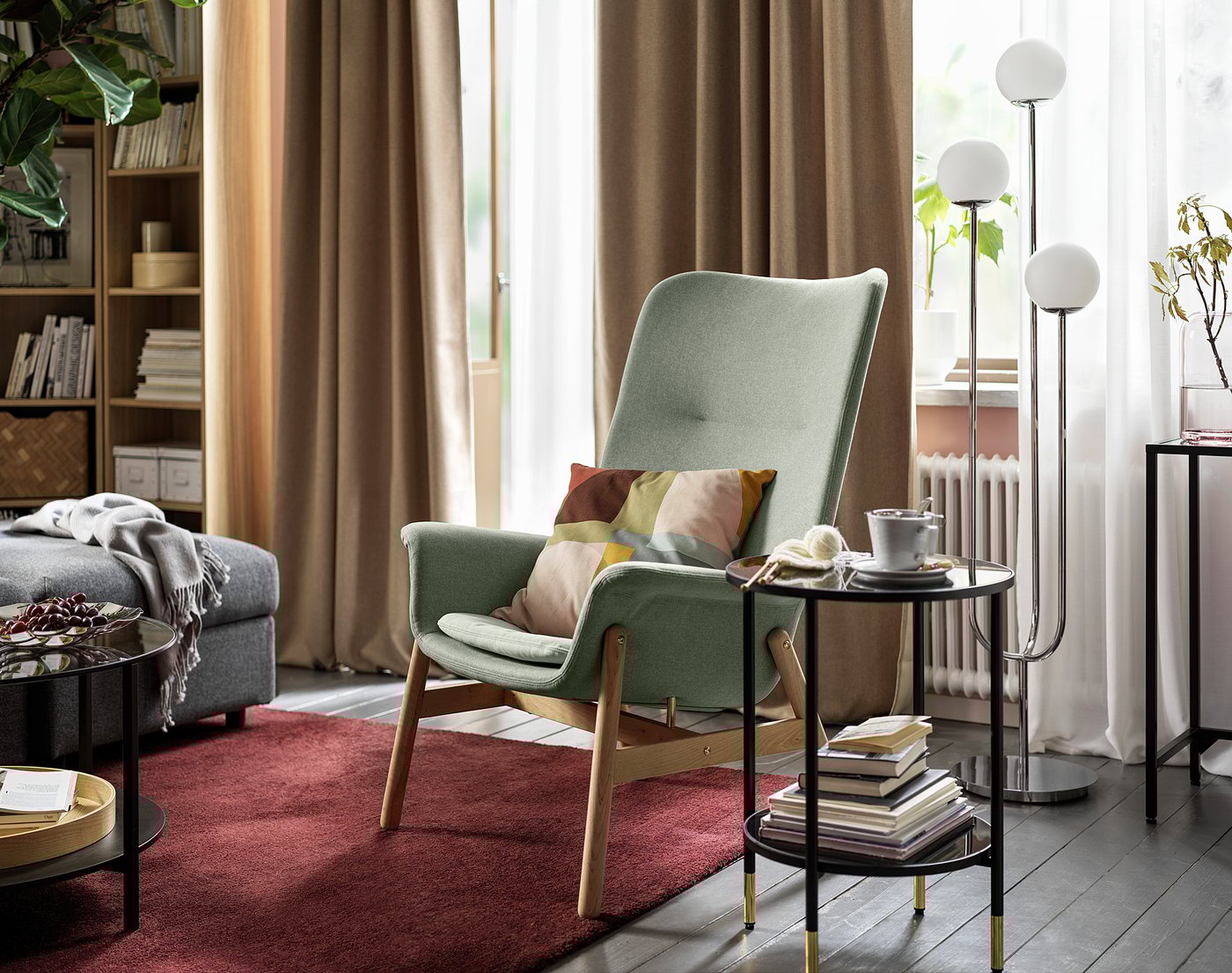 VEDBO high-back armchair, Gunnared light green - IKEA