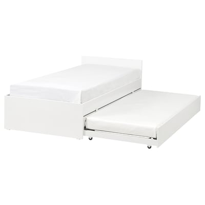 VIHALS Bed frame with 1 trundle bed, white/Luröy, 90x200 cm