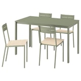 VIHALS Table and 4 chairs, green green/grey-green pine, 125x74 cm