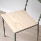 VIHALS Table and 4 chairs, green green/grey-green pine, 125x74 cm