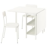 VIHALS / VIHALS Table and 2 chairs, gateleg table white/white, 39/95/151x90 cm