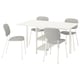 Option: VIHALS / VIHALS Table and 4 chairs, gateleg table white/white Tibbleby beige-grey, 39/95/151x90 cm